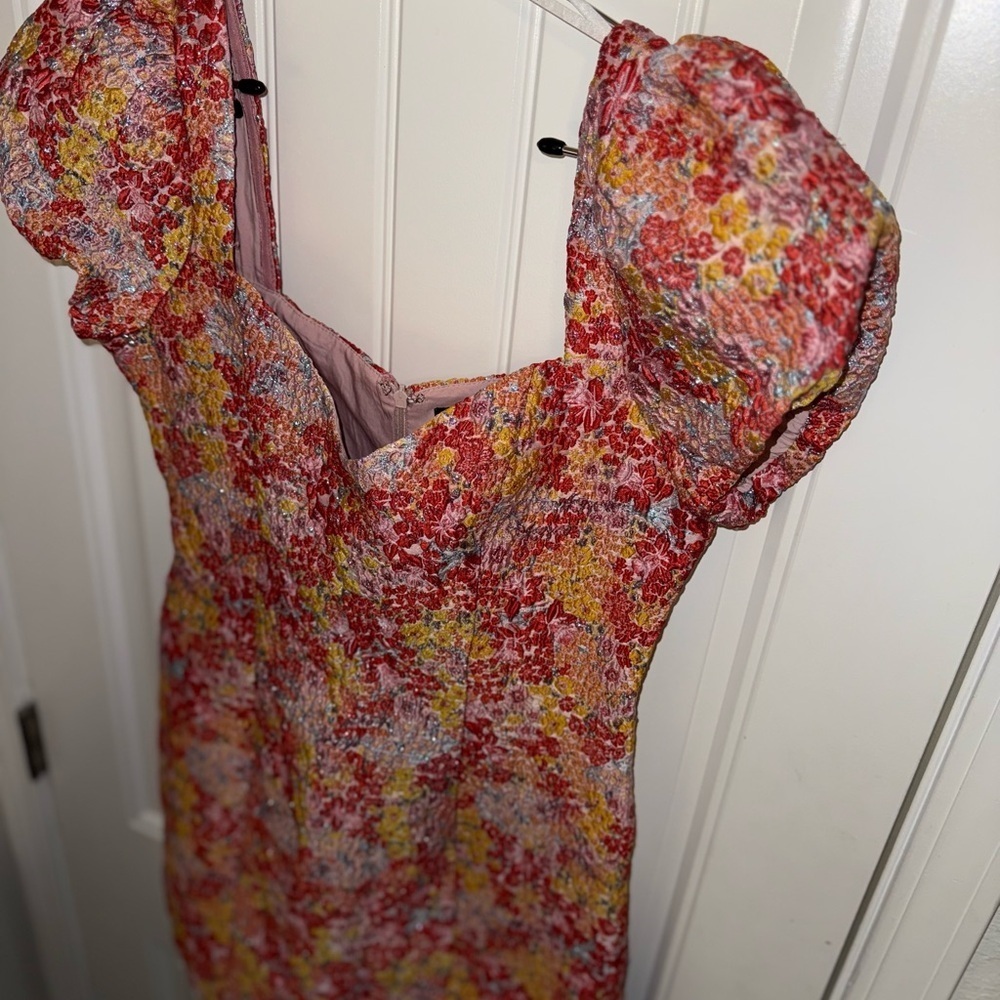 Pink and Orange Sheath Mini Dress with Sweetheart Neckline - Picture 13 of 16
